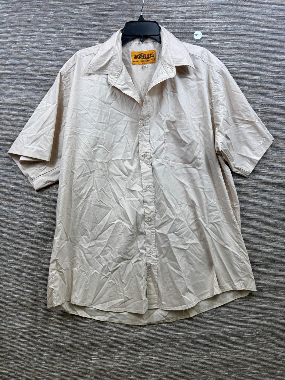 Hannover Western Button Down Shirt Mens Size XXXL Beige Short Sleeve Casual